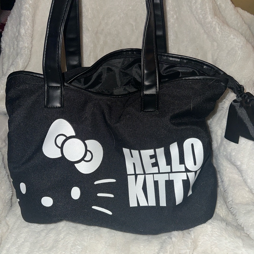 Hello Kitty Black and White Tote Bag with Iconic Bow Design